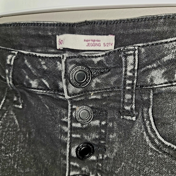 SO EUC Black Acid Wash Super High Rise Stretch Skinny Jean Jeggings - SIZE 4 - Picture 7 of 9